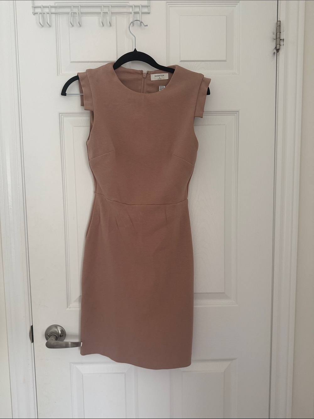 Babaton Fitted Cap-Sleeve Sheath Dress in Mauve